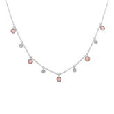 0.04ct Diamond & 0.70ct Pink Opal 14k White Gold Necklace